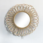 Mirror Round Decorative Mirrors Magi Custom Design Round Glass Brown Wall Decor Sunburst Sun Shape Bamboo Mirror