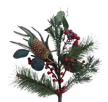 Christmas Decoration Pinecone Red Berry Artificial Picks Christmas Tree Filler Picks Christmas tree branch accessories