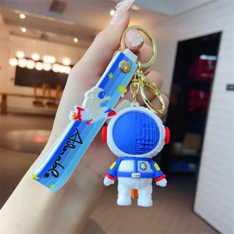 Hot sale Kawaii Bag Car Pendant Key Chain Spaceman Keyring Creative Cute Cartoon 3D Doll Soft PVC Astronaut Keychain