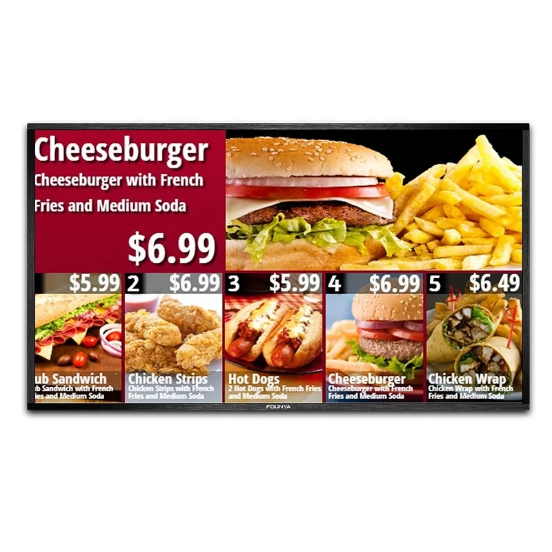 3 screens digital menu boards package for fast food restaurants 