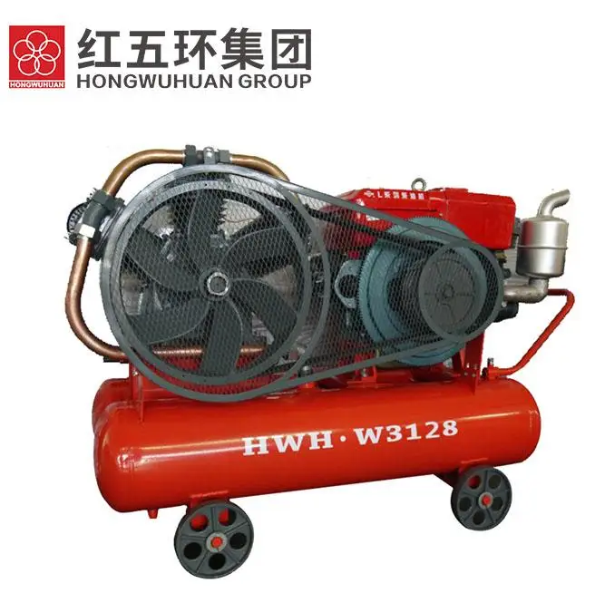 Hongwuhuan  Factory Price Small Mini Belt Driven 7bar Mining Diesel Engine Mobile Piston Air Compressor For Mineral Equipment