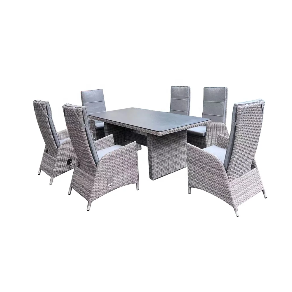 rattan dining set with adjustable table