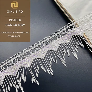 New Design 100% Polyester French Lace Embroidered Cutwork Lace Embroidery with Sequins