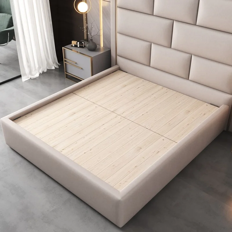 Modern Genuine or Microfiber Leather Design Up-holstered King Size Leather Modern Bed