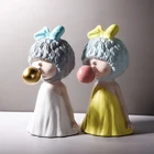 Resin Crafts For RIAKEO Ornaments Home Decoration Cute Bubble Little Girl Resin Crafts Gift For Girls
