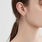 925 Sterling Silver Number 6 From 0 To 9 Anniversary Stud Numeral Earrings With 3A Cubic Zirconia For Daily Gift