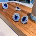 Zirconia Fashion Vintage Bridal Jewelry Sets Cubic Zirconia Artificial Tanzanian Sapphire Women Jewelry Set