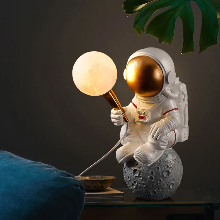 Creative astronaut resin table bedside for babies kids table light
