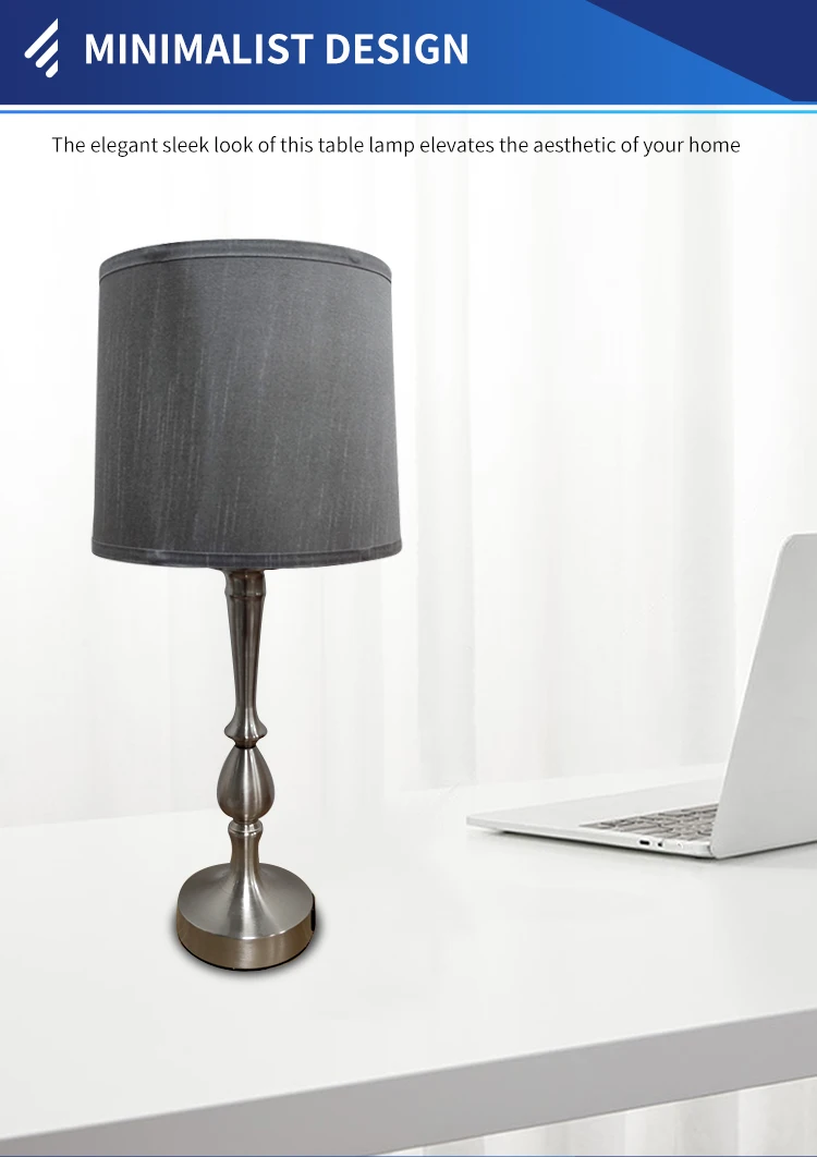 Simple style hotel bedroom light grey linen table lamp