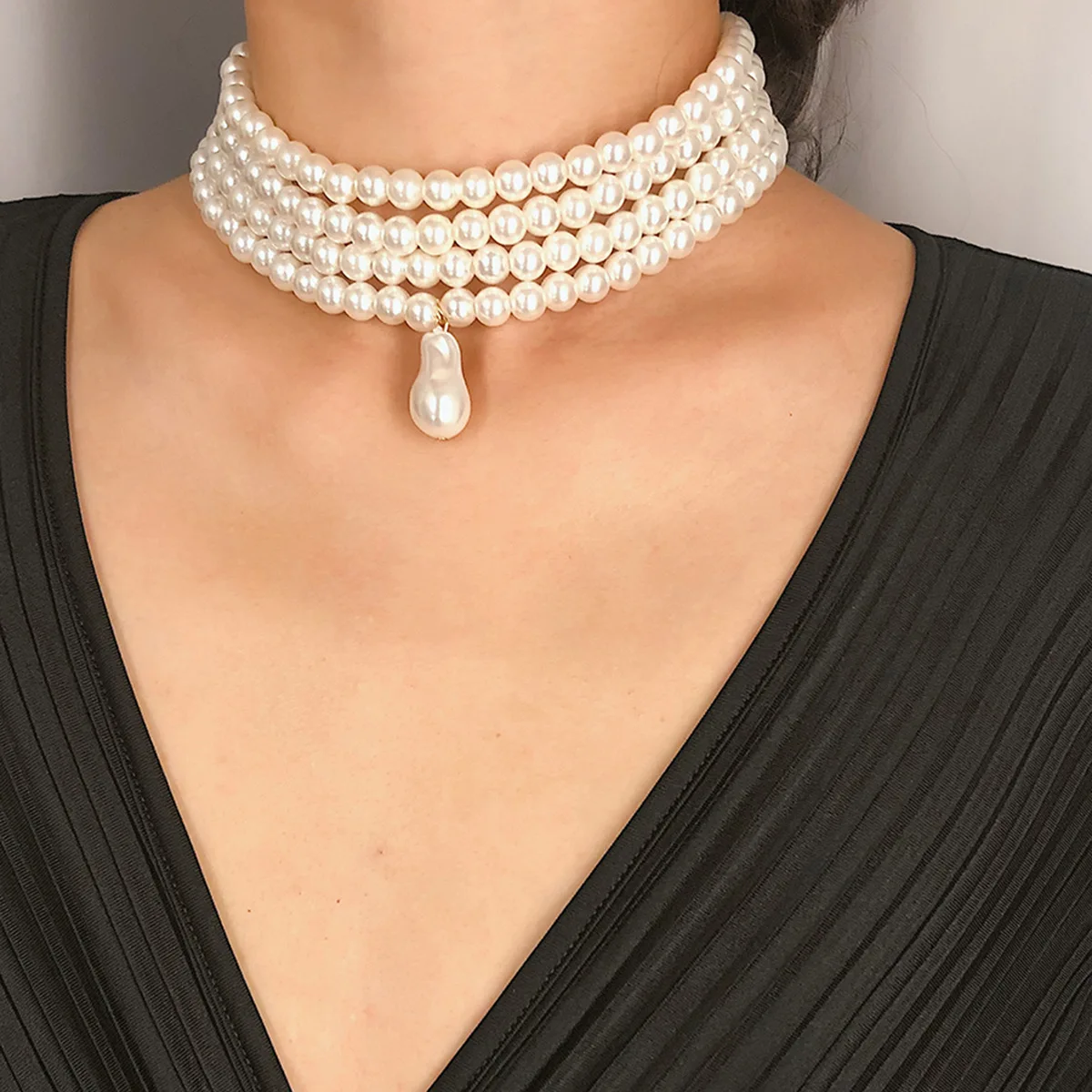 4 layer pearl necklace