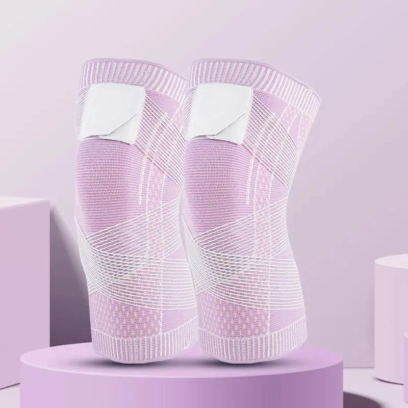 2024 New Arrivals 3D Knitted Elastic Nylon knee support Sleeve Compression Sports Knee Brace with belt