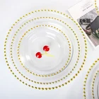 Plates Decoration HOT SELLING Glass Charger Plates With Gold Rim For Wedding Decoration
