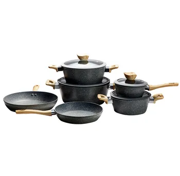 Good price Custom medical stone Nonstick Cooking Pots And Pans Non Stick Marble Coated Cookware Sets