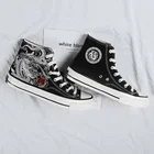 Black Shoes Plain Black White Customize Hand Painted Vulcanized Rubber Shoes Wholesale Cheap Men Hot Sell Canvas