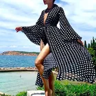 Beachwear Robe De Plage Polka Dot Printing Beachwear Tunic Dress Women Cover Up Kaftan Beach