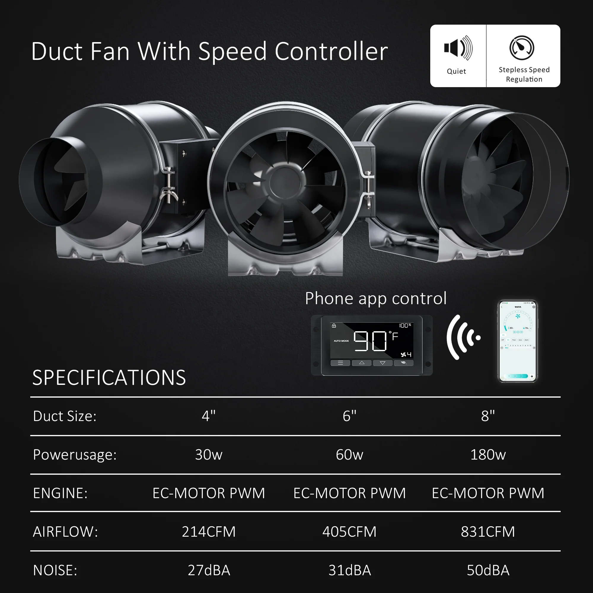 Ball Plastic Duct Fan, AC 100V~240V, Electric - detail 8