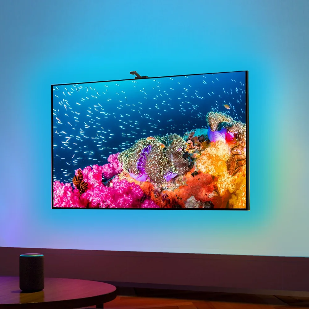 电视背光梦想彩色USB供电的发光二极管条形灯,带应用控制摄像头,用于游戏装饰