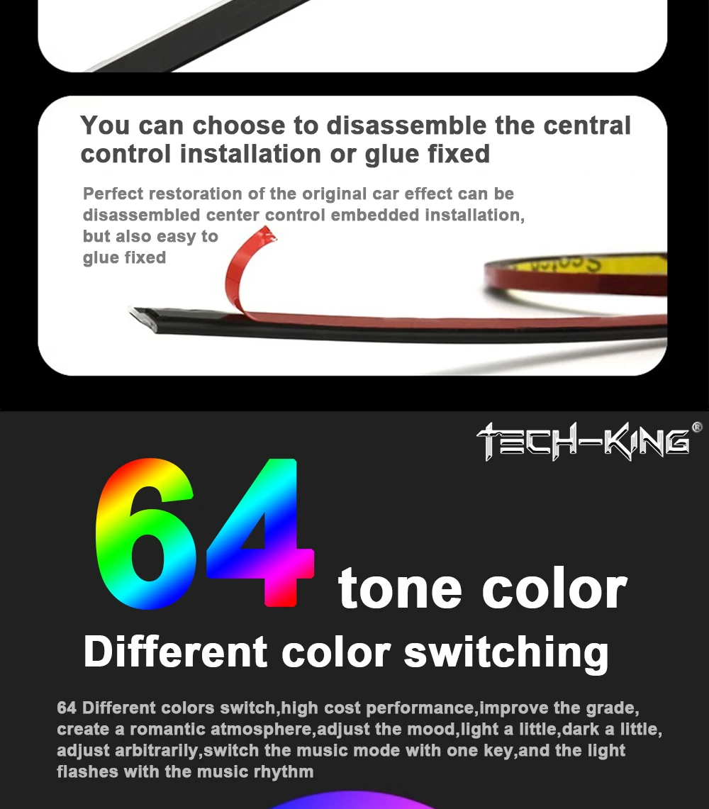 New, automotive fiber optic cold light RGBW 110cm mood lamp, hidden color APP acrylic voice-controlled music mood lamp