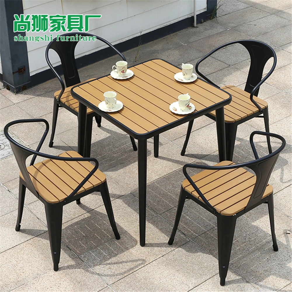 Chinese furniture outdoor courtyard popular leisure steel plastic wooden chair