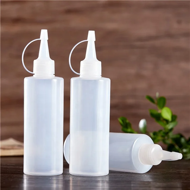 hot sale 50ml 100ml LDPE plastic cosmetic squeeze color dye bottle for hair oil with tip off cap