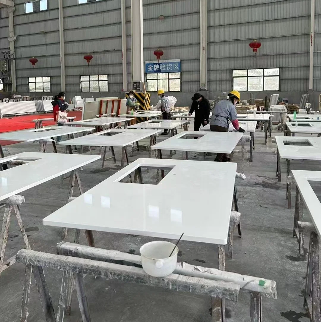 yuanda wholesale 0 silica calacatta white quartz slabs for custom livingroom coffee table island tops and vanity tops-3