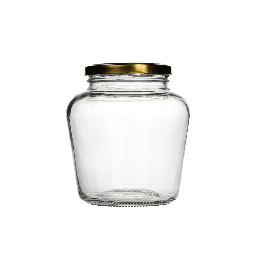 Large Pickles Canning Jar 670ml 960ml 1200ml Empty Earthen Jar with Gold Lids For Sauce Pepper Pickle Jam Honey Jelly