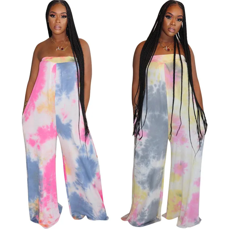 tie dye wide leg jumpsuit