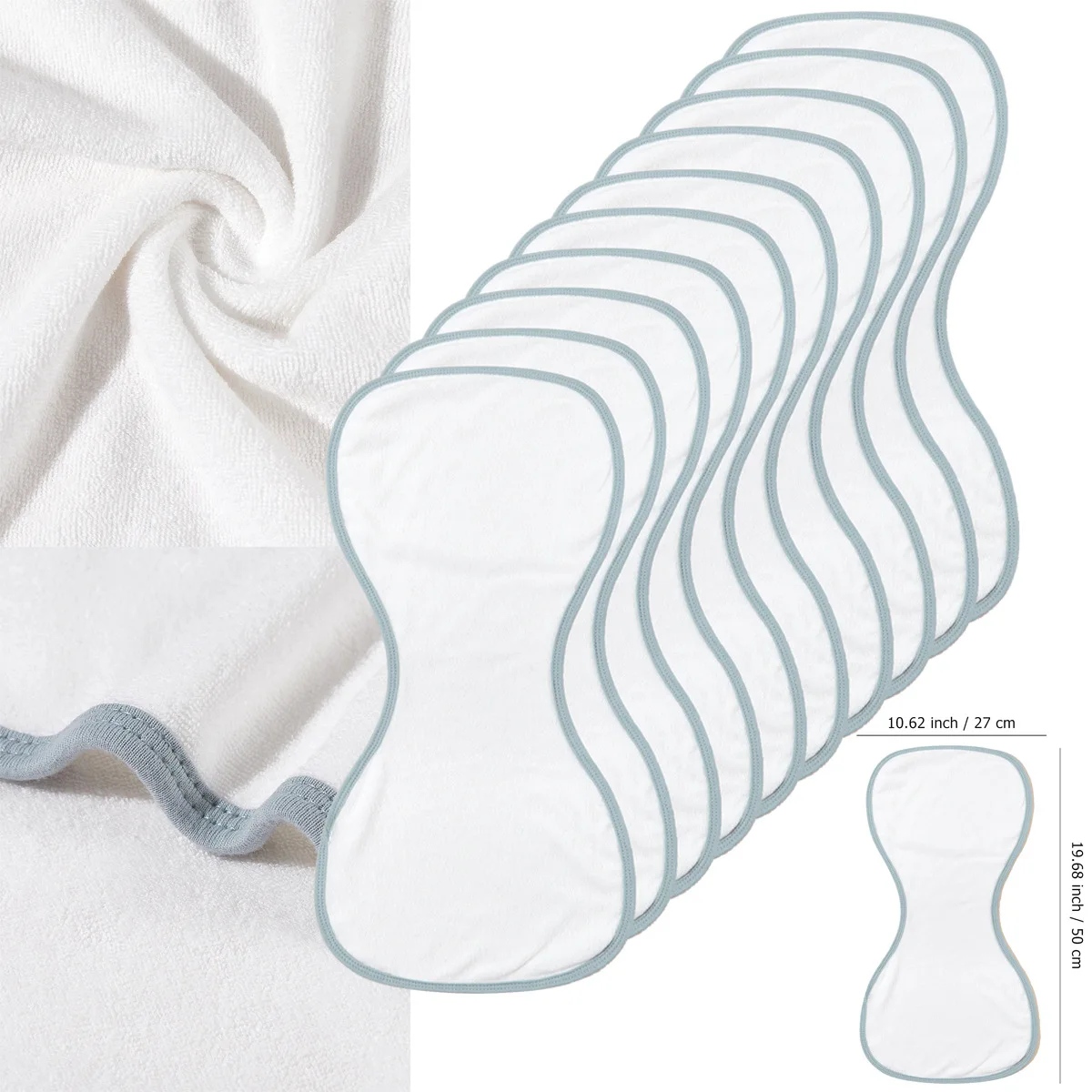 Muslin Burp Cloths for Baby Soft 100% Cotton Large 27*50 cm Baby Infant Drool Bandana Bibs Toddler White Muslin Burp Cloth