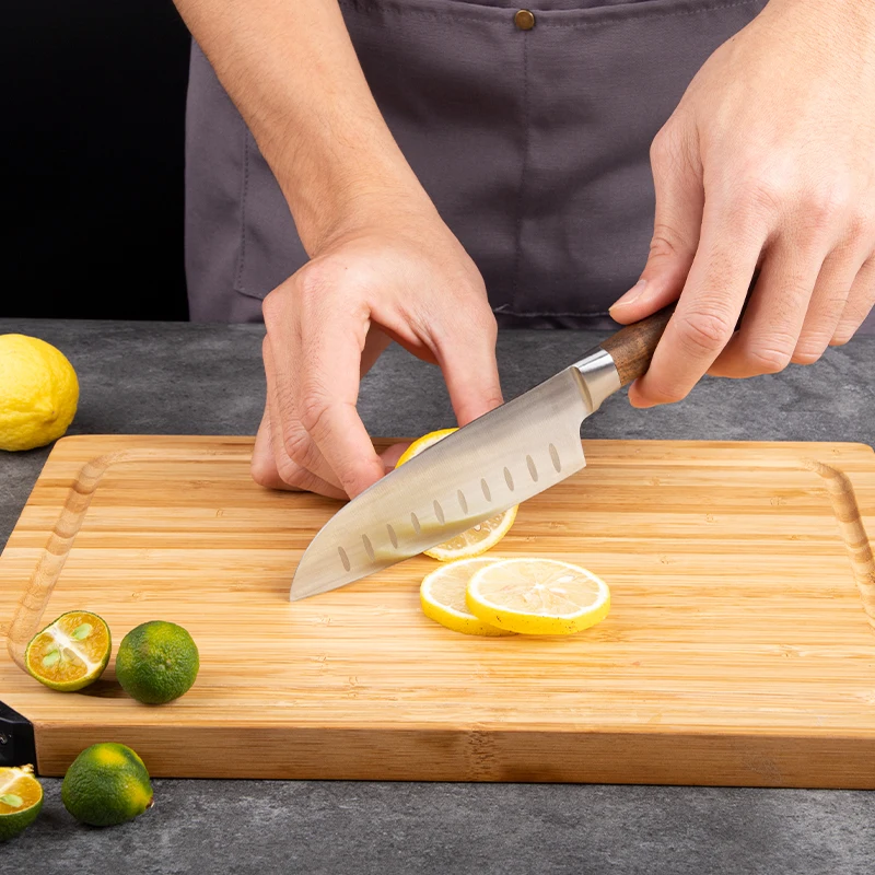 Professional Kitchen Knife 7 Inch Stainless Steel Cleaver Santoku Fruit Knife Set Gift for Promotion