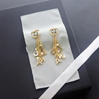 Gold Earrings Gold NAKAMURA New Style Diamond Gold Earrings Zircon Luxury CC Earrings For Women