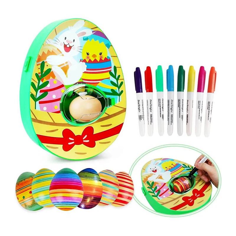 Newest Easter Decorations Egg Dye Kit Plastic Easter Bunny Toy and Kid Painting Machine Coloring and Dying Decorator Eggs