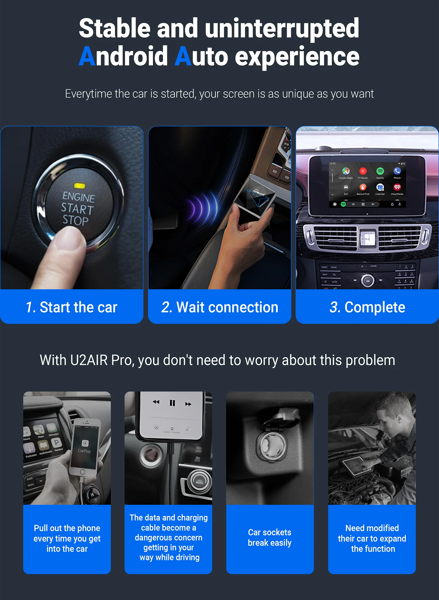 Ottocast A Air Pro Instant Smart Wireless Android Auto Box Wireless