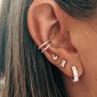 Black Studs S925 Sterling Silver Rectangular Black Zircon Ear Buckles All-match Silver Studs Earring For Women