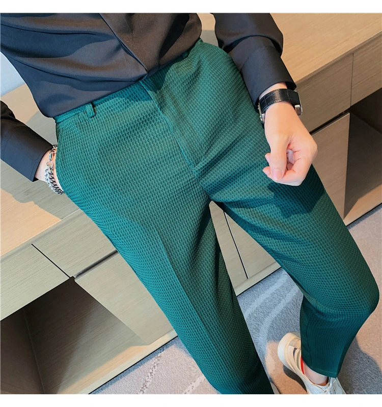 Popular new casual dress pants solid color nine-point pants fashion men's dress pants