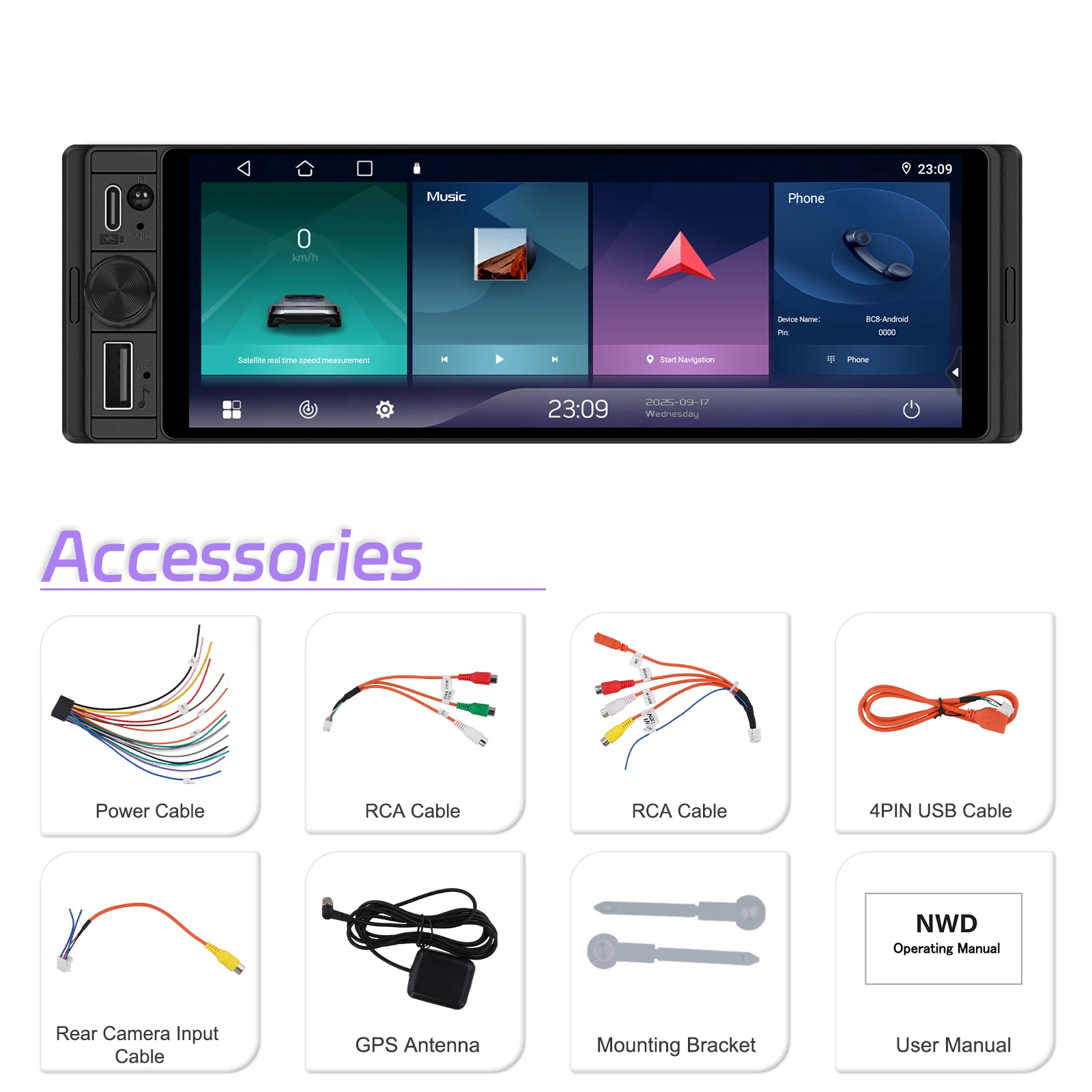 android auto gps wifi dsp bt incell screen stereo a4503-17