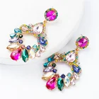 Earrings Fashion Geometric Drop Shape Color Pendant Rhinestone Earrings For Women