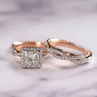 Ring Engagement Rings Hot 3 Piece Ring Set Rose Gold Glittering Zircon Oura Engagement Bling Ring