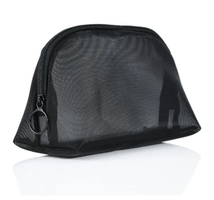 black mesh makeup bolsa