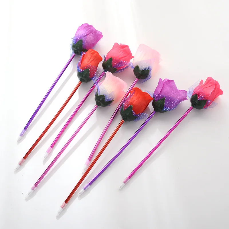 Wholesale cheap colorful custom plastic rose flower ballpoint pen promotion pen