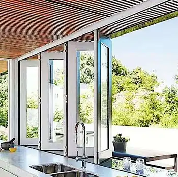 Alufront AS2047 Balcony Manual Horizontal Aluminum Alloy Modern Double Glazing Folding Facade Window Accordion Glass Soundproof