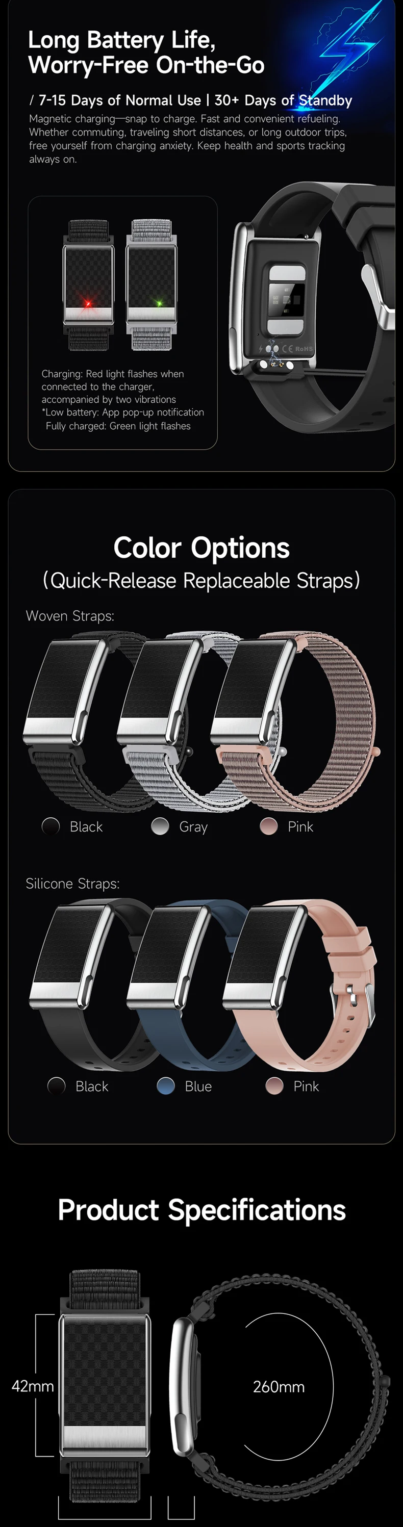 product 2026 new ecg smart bracelet e900 no screen ecg ppg hrv bmi heart rate oxygen body temperature app gband fitness tracker watch-14