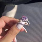Ring Platinum 2021 European And American New Pink Love Ring With Platinum Plated Zircon Ring