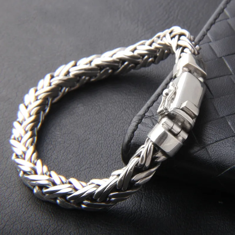 Customized Men's Solid Heavy Square Curb Chains 925 Sterling Silver 16mm Miami Cuban Link Chain Bracelet For Men