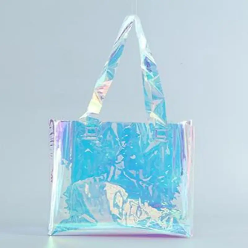 Wholesale PVC Tote Handle Portable Waterproof Shopping Clear Laser Handbags