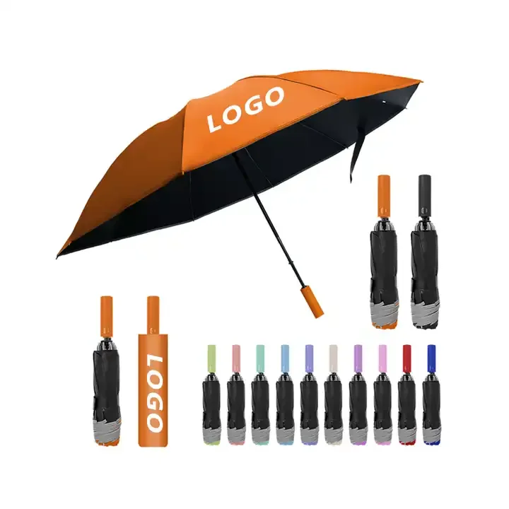 New inverse car Umbrella with logo prints Custom Double Layer Inside Out C Shape Handle design inverted Folding Reverse Umbrella