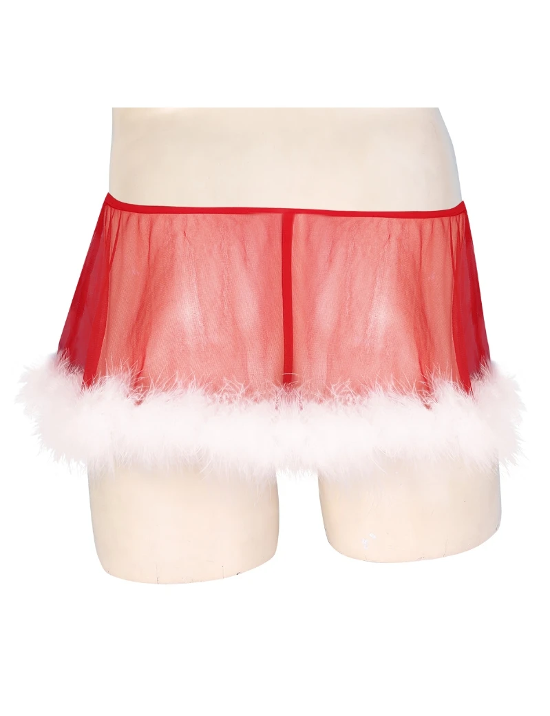 Christmas Lingerie Sissy See Through Low Rise Crossdress G-String Thongs Underwear Red Sissy Panties