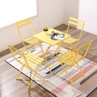 Seats Table 4 Seats Folding Iron Table Chair Set Outdoor Foldable Metal Table