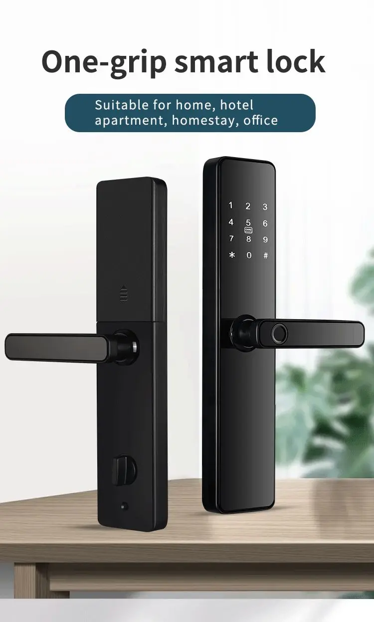 Qleung S819 Aluminium Door Fingerprint WiFi Enabled Tuya TTlock With Password Key Card dla domu 0