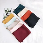 Plain Color Polyester Satin Long Scarf Handle Wrap Decoration Silk Like Material Skinny Scarves