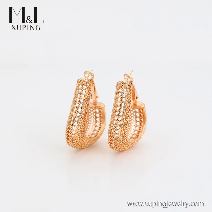 ML41447 XUPING ML Store 18K gold color African Women Wholesale Jewelry Fashion Mesh Hollow out Design Exaggerate clip earrings